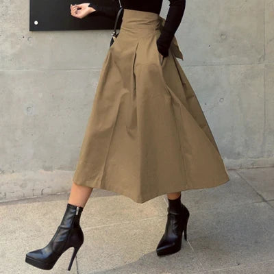 High Waist Long Swing Skirt