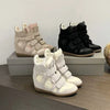 Leather Hidden Heel Wedge Ankle Boot