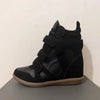 Leather Hidden Heel Wedge Ankle Boot
