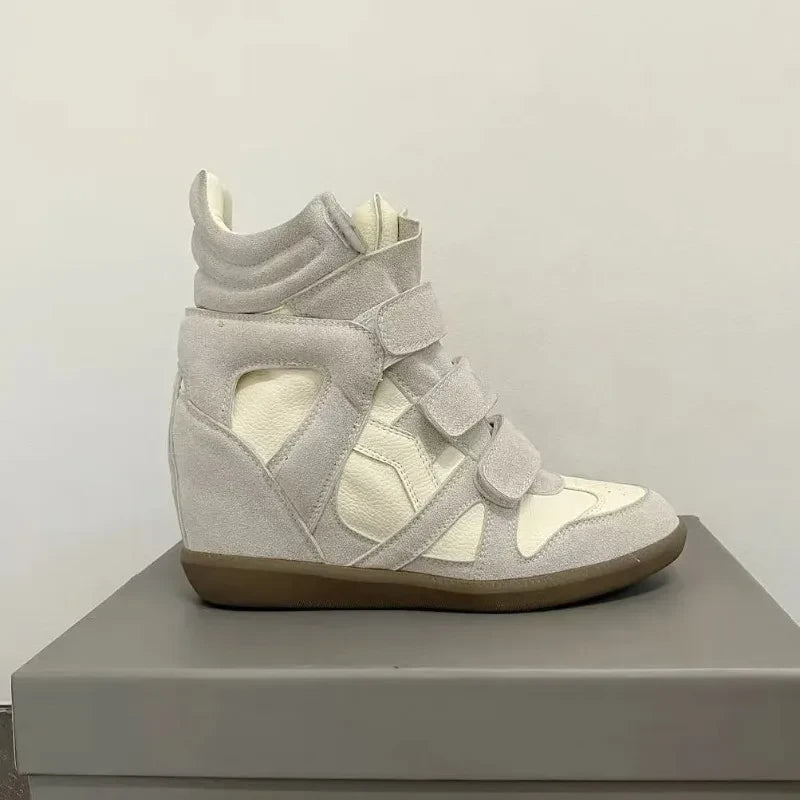 Leather Hidden Heel Wedge Ankle Boot