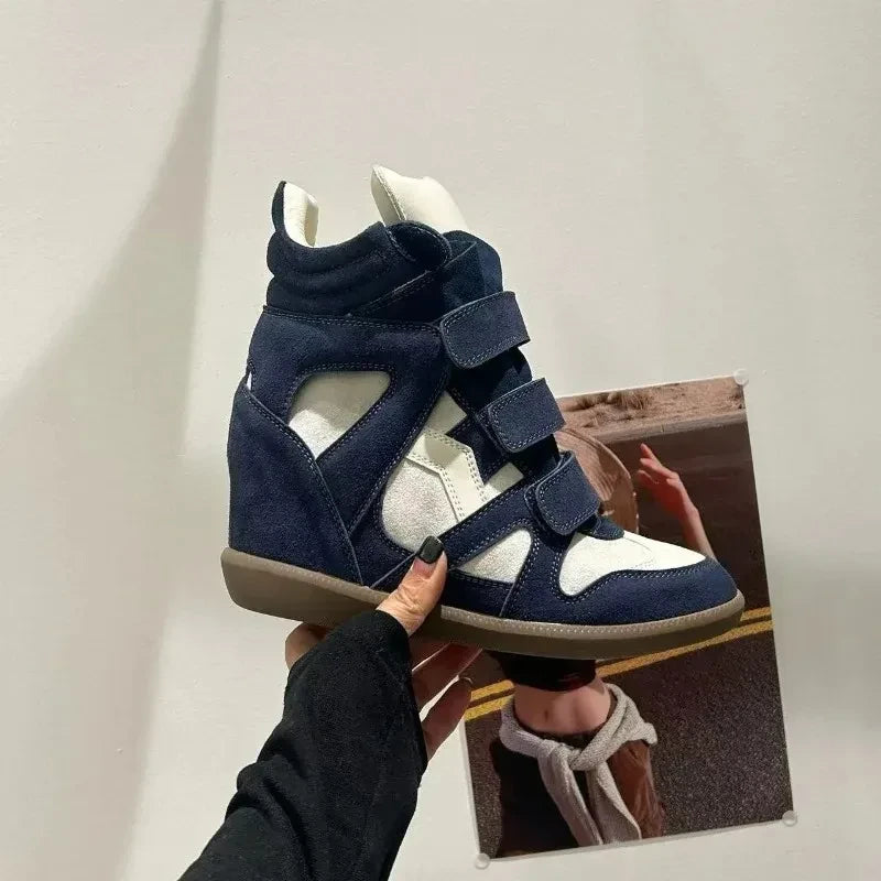 Leather Hidden Heel Wedge Ankle Boot