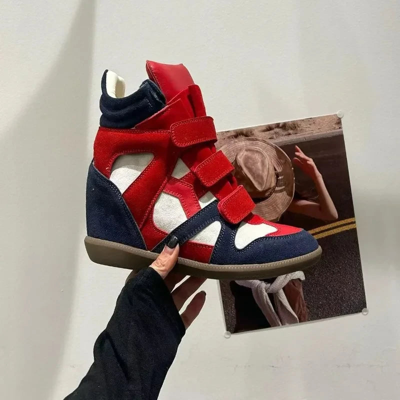 Leather Hidden Heel Wedge Ankle Boot