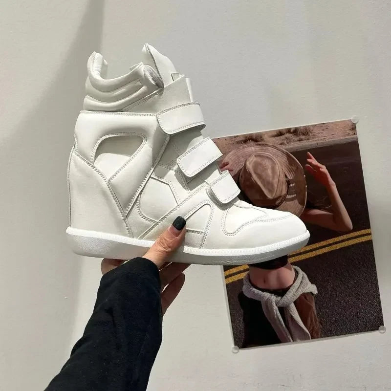 Leather Hidden Heel Wedge Ankle Boot