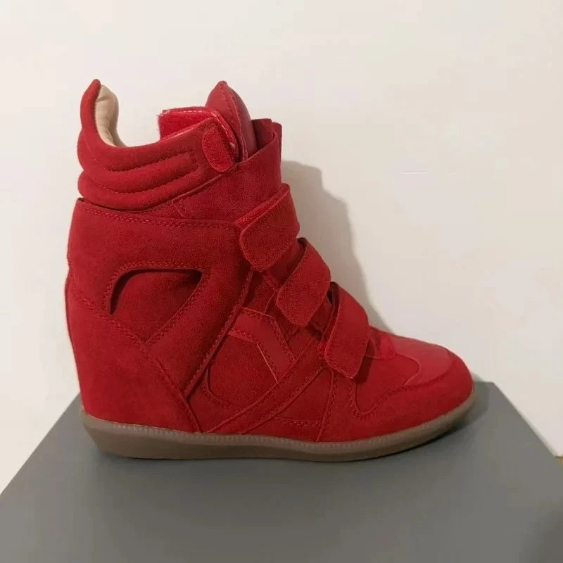Leather Hidden Heel Wedge Ankle Boot