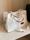 Letter Patch Linen Shopper Bag
