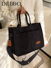 Letter Patch Linen Shopper Bag