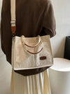 Letter Patch Linen Shopper Bag