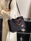 Letter Patch Linen Shopper Bag