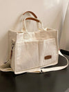 Letter Patch Linen Shopper Bag