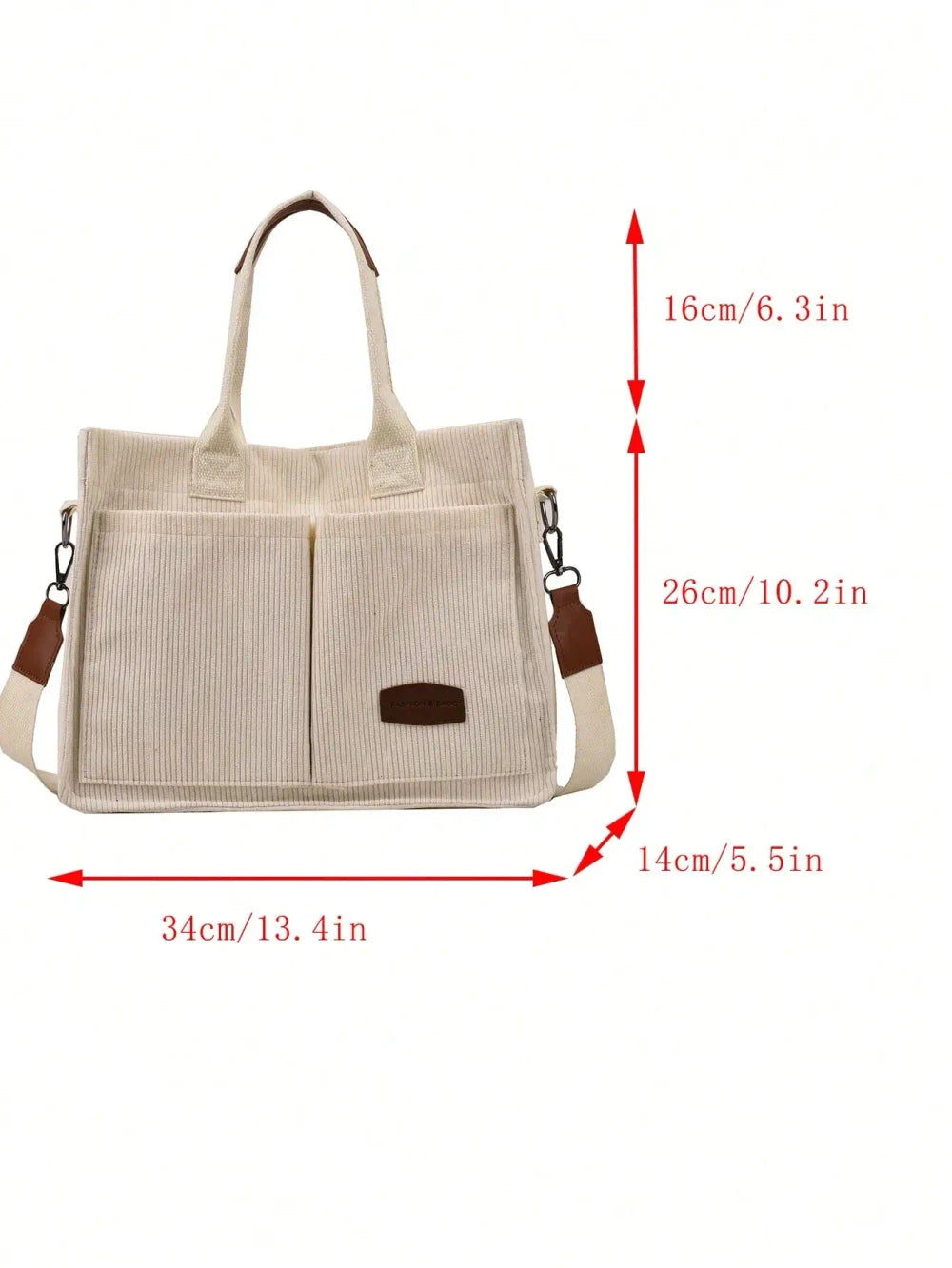 Letter Patch Linen Shopper Bag