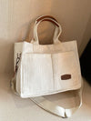 Letter Patch Linen Shopper Bag