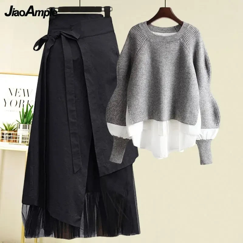 Knit Sweater and Skirt Set