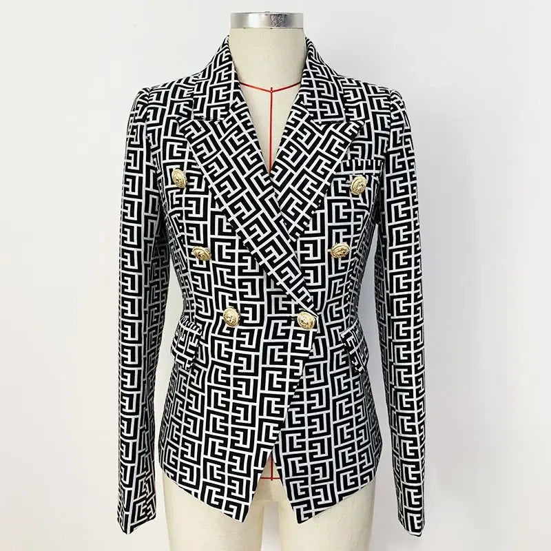 Double Breasted Printed Suit Blazer