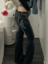 Butterfly Embroidered Denim Jeans