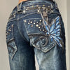 Butterfly Embroidered Denim Jeans