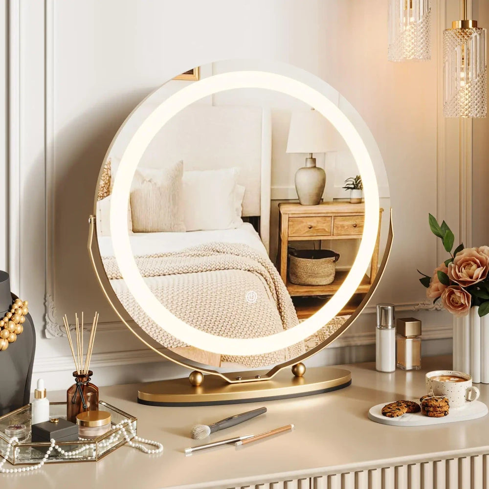 Gold Round LED Vanity Mirror