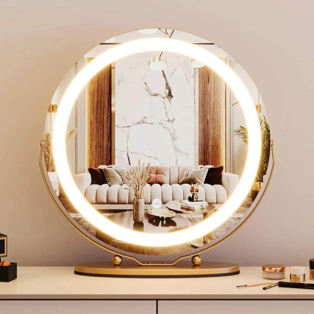 Gold Round LED Vanity Mirror