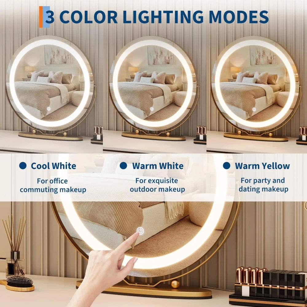 Gold Round LED Vanity Mirror