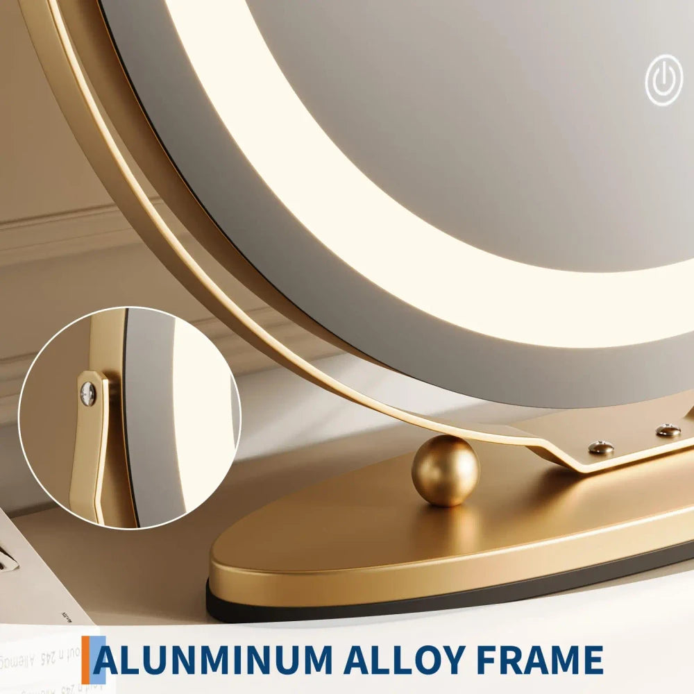Gold Round LED Vanity Mirror