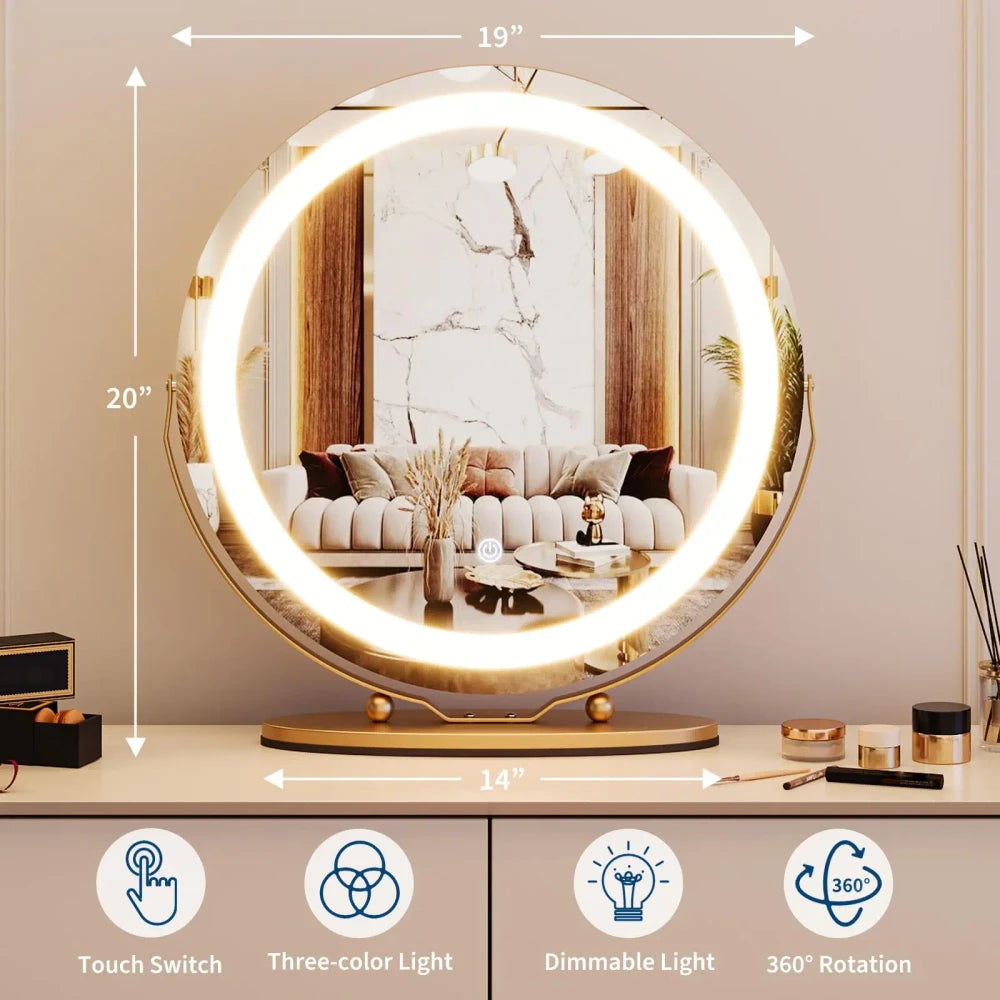 Gold Round LED Vanity Mirror