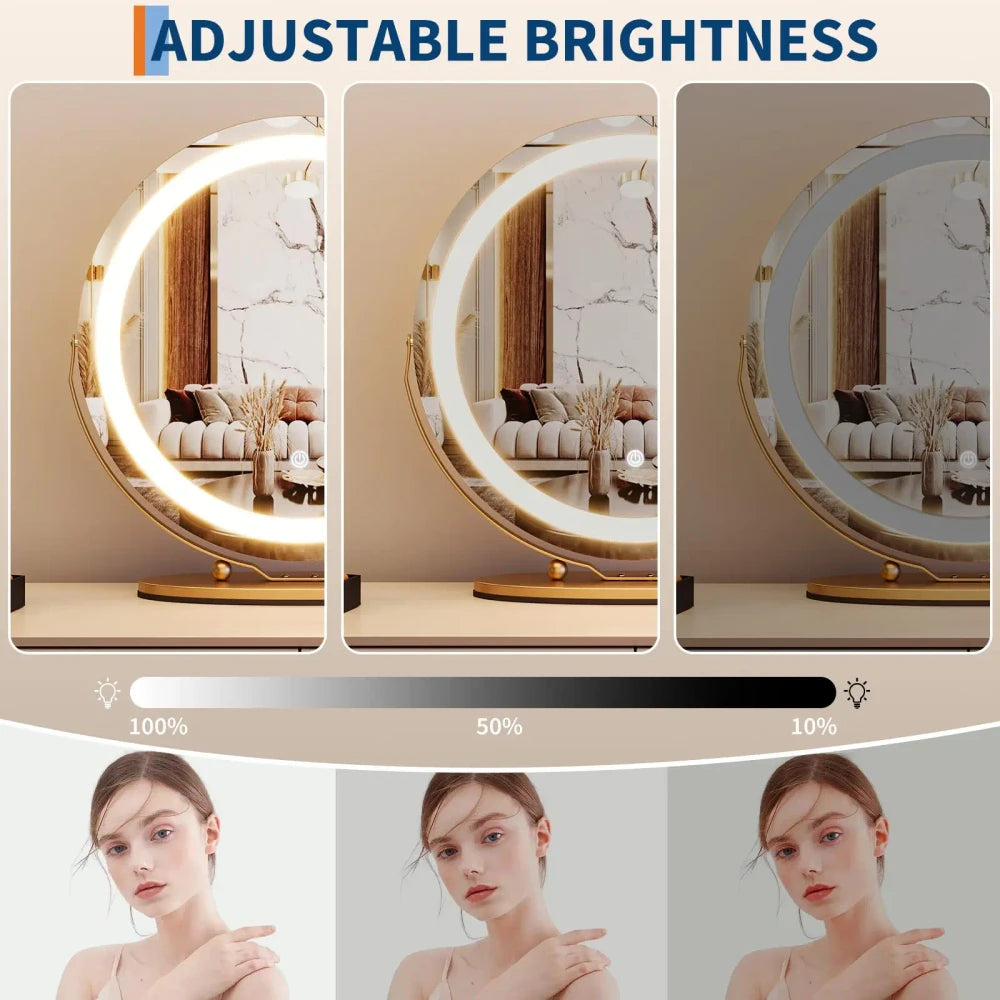Gold Round LED Vanity Mirror