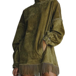 Long Sleeve Suede Dress