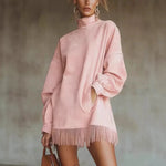 Long Sleeve Suede Dress