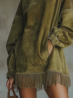 Long Sleeve Suede Dress