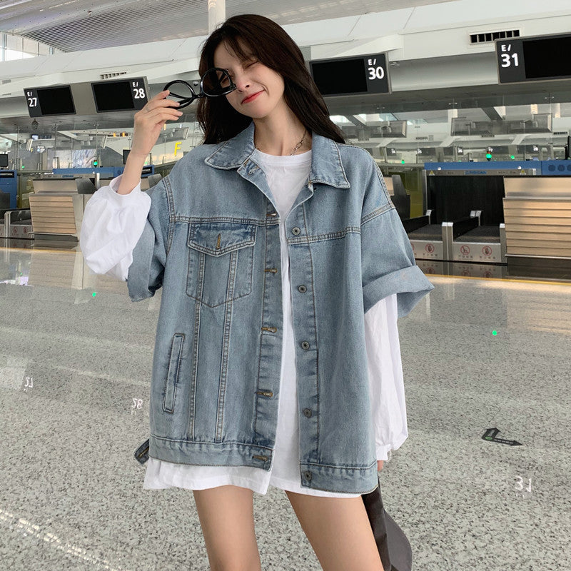 Half-sleeve Denim Jacket Women Loose Tide