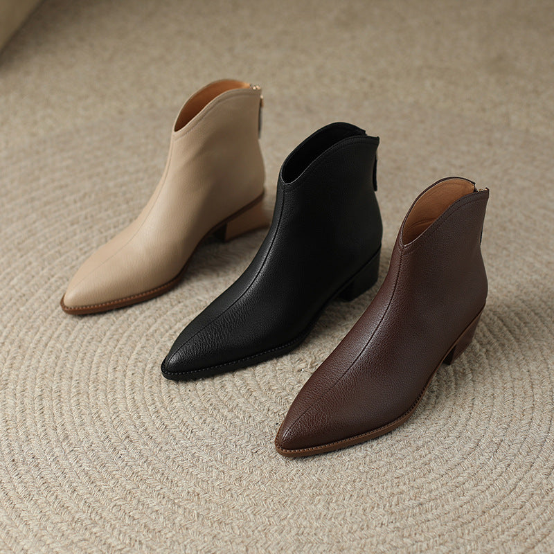 Simple Solid Color And Nude Ankle Boots For Women