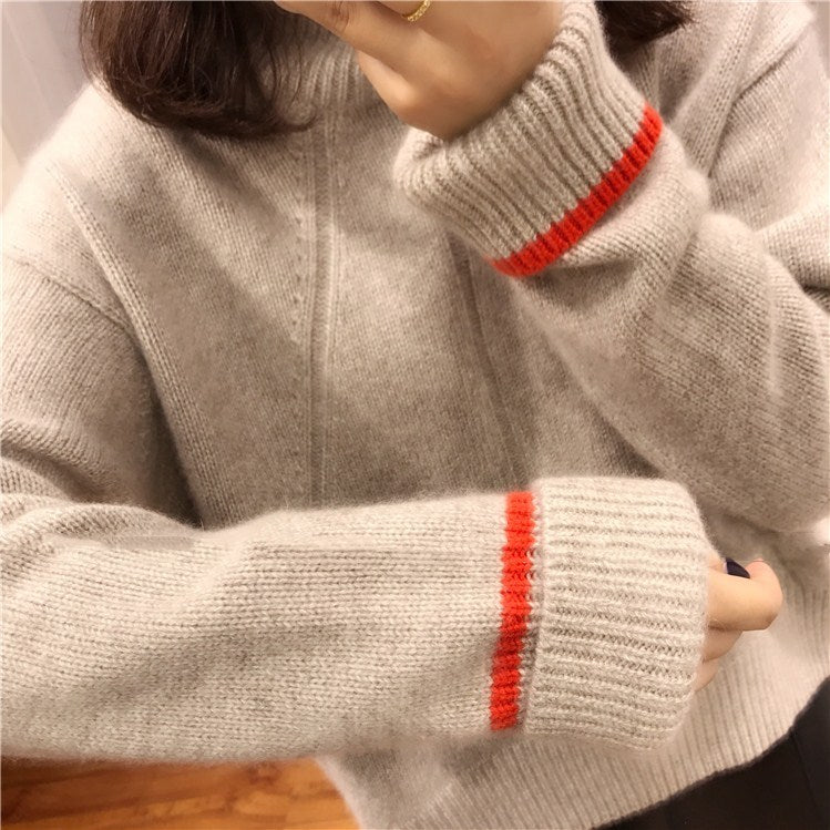 Base Sweater Thick High Neck Korean Loose Sweater