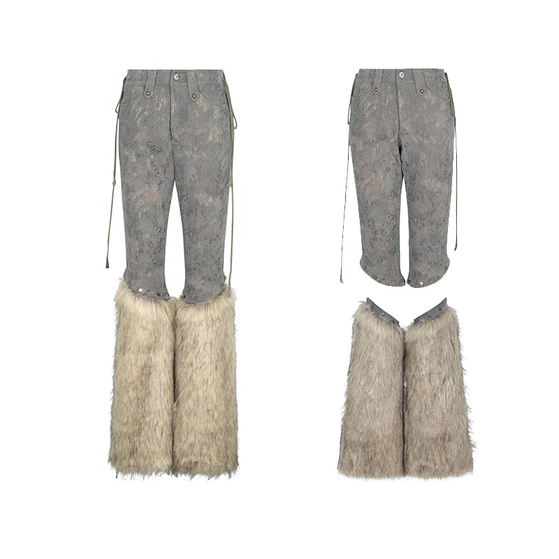 Fur Patchwork Spice Pants Capri Pants