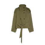 Solid Lace Up Trench Jacket