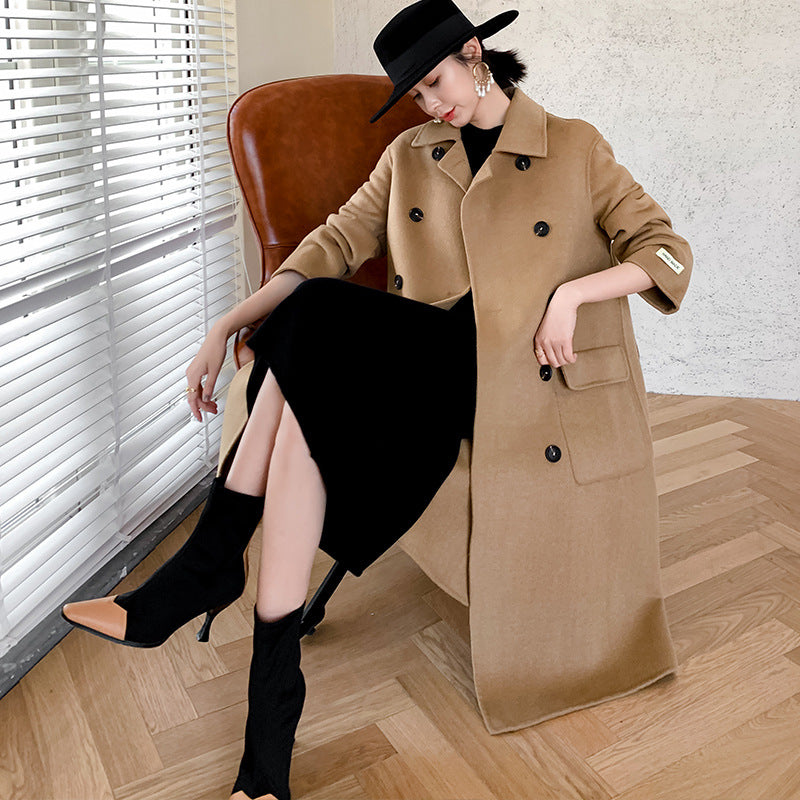 Cashmere coat women's long wool coat