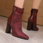 Mixed Color Lace Up Ankle Boots