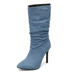 Pointed Toe Stiletto Mid Calf Boots