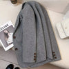 Grey Herringbone Wool Blend Suit Jacket