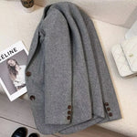 Grey Herringbone Wool Blend Suit Jacket