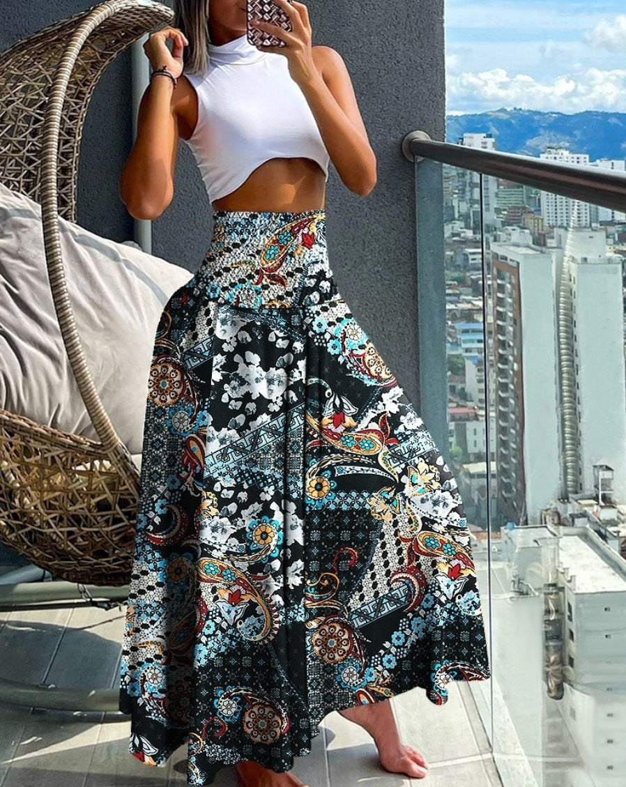 Women's High Waist Print Loose All-match Dress