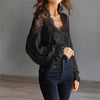 White Lace V-Neck Blouse