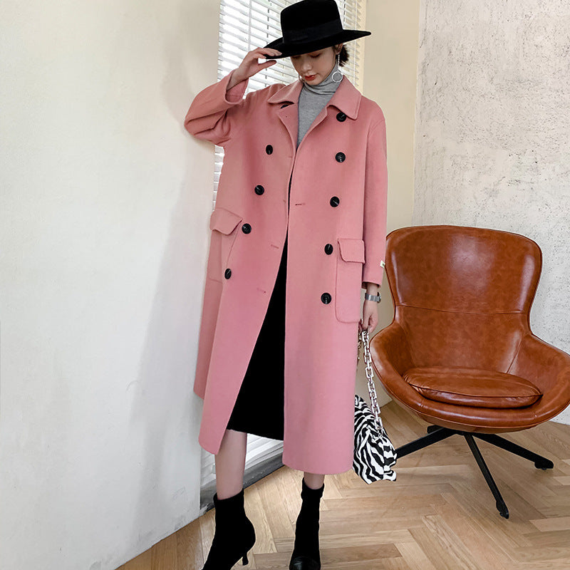 Cashmere coat women's long wool coat