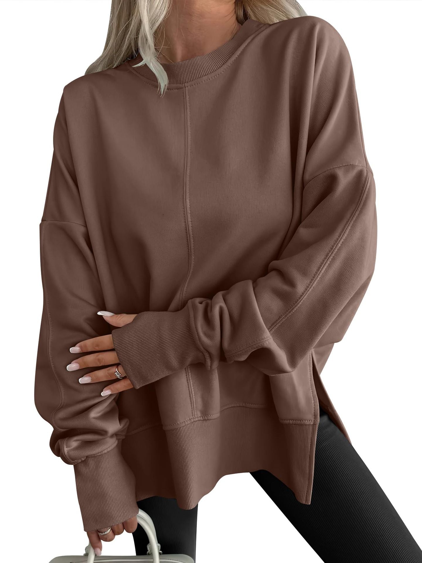 Fashion Casual Round Neck Pullover Loose Sports Long-sleeved Sweater