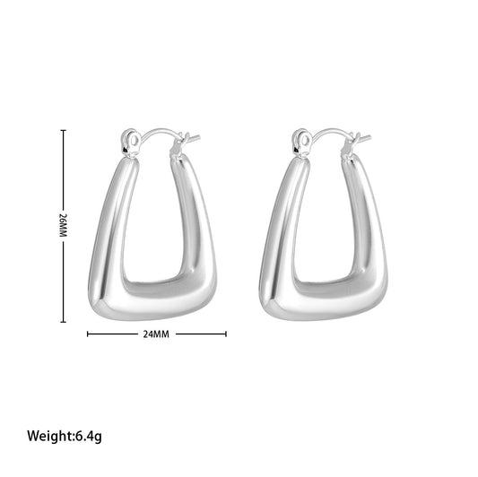 2023 New Europe And The United States INS Fashion Wild U-shaped Hollow Earrings Cold Wind Simple Senior Stainless Steel Earrings Female