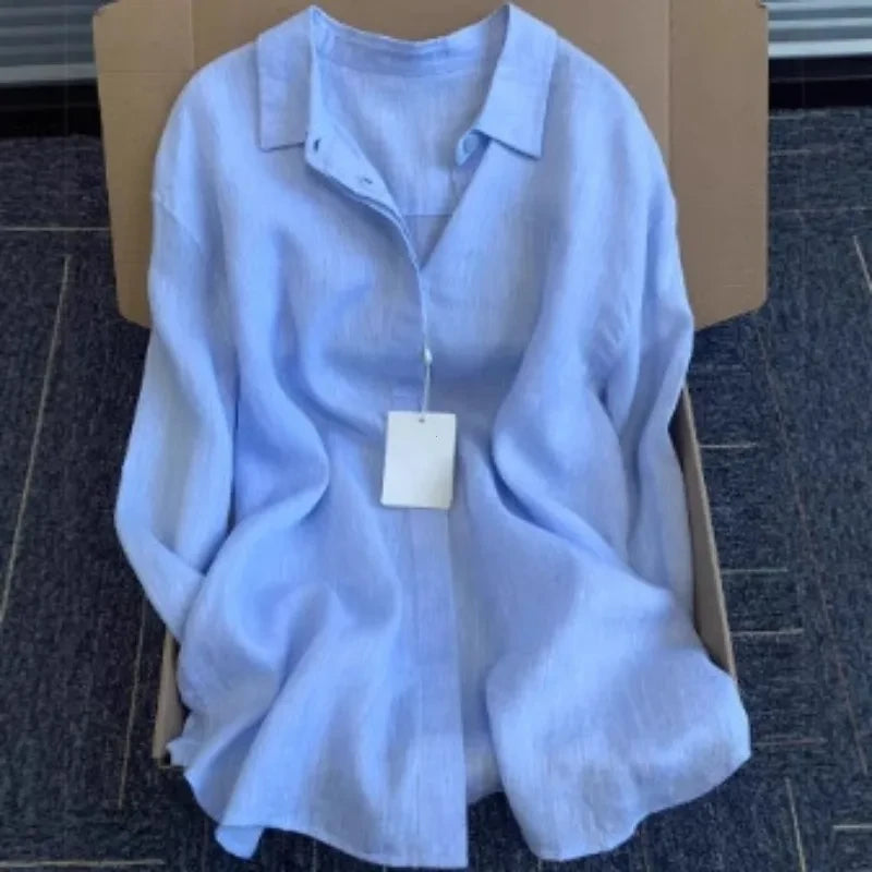 Casual Long Sleeve Linen Blend Shirt
