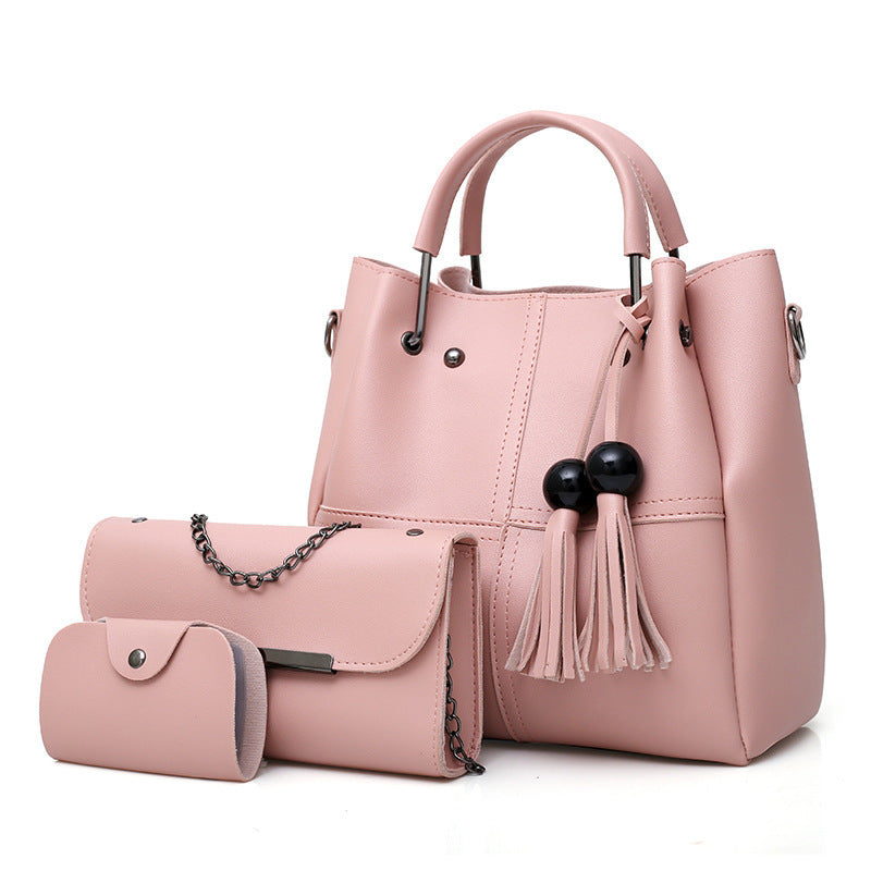 European and American fashion single shoulder Messenger bag ladies three-piece tassels mother bag