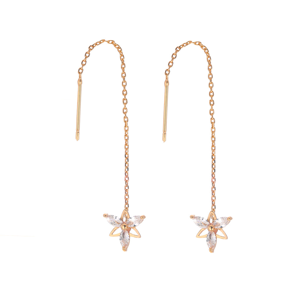 Copper Butterfly Zircon Gold Tassel Earrings