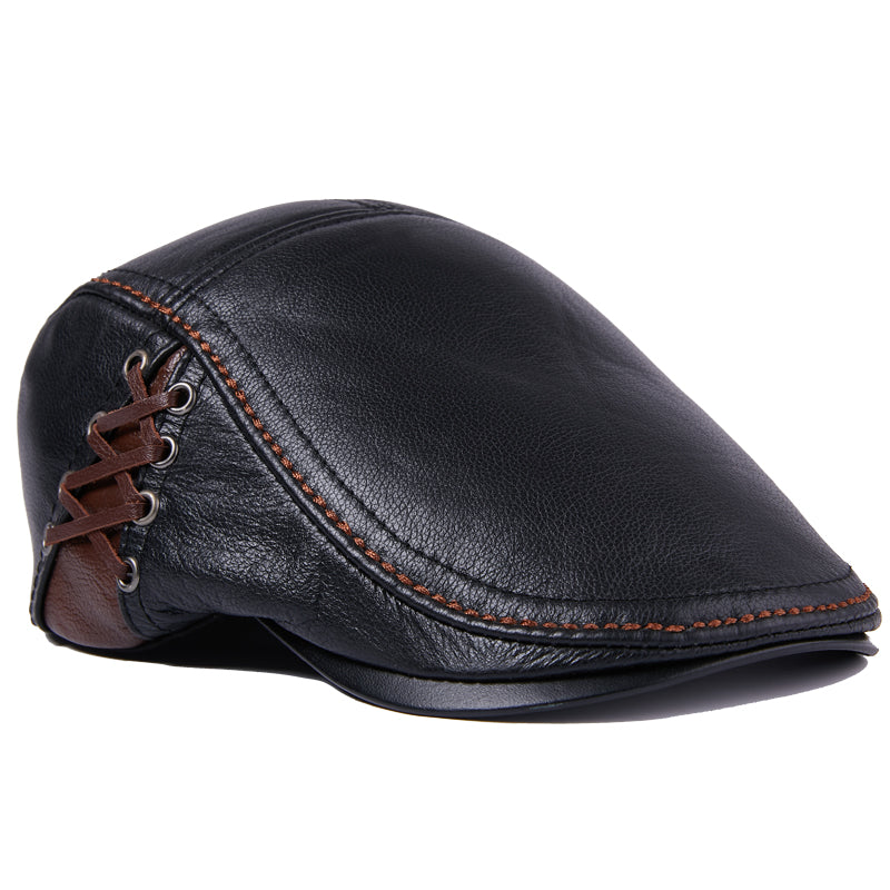 Men's Cowhide Beret Leather Hat