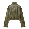 Faux Leather Cropped Bomber Jacket