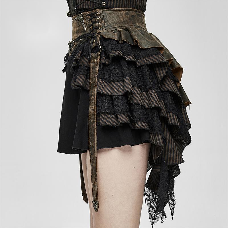 Steampunk Women's Vintage Skirts With Bronzed Waists