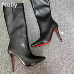 Leather Stiletto Stretch Boots